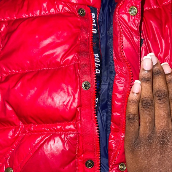 Cherry red shiny puffer Ralph Lauren jacket - Picture 6 of 9